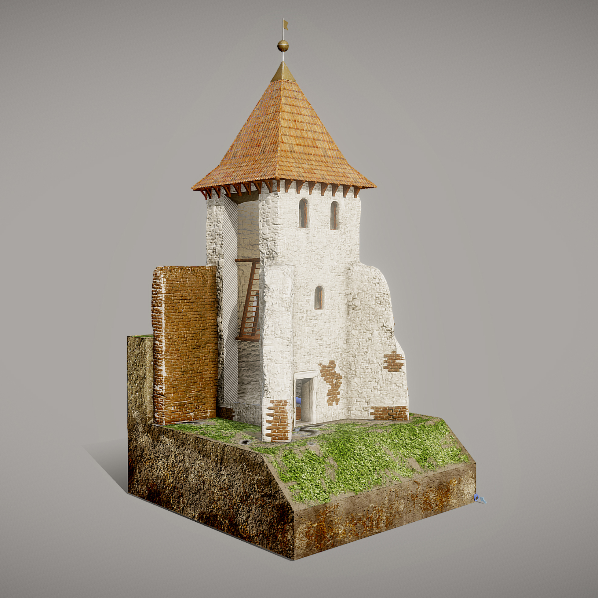 Wieża wodna, interaktywny model 3d